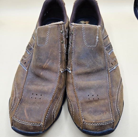 Skechers Leather Relaxed Fit Goga Mat Arch Casual Loafer Shoes Mens Size 13 - Picture 5 of 9